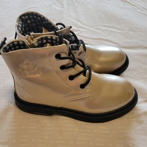 NWT Ovekos Toddler Kids High Top Boots Metallic Gold boots size 1.5 (33)